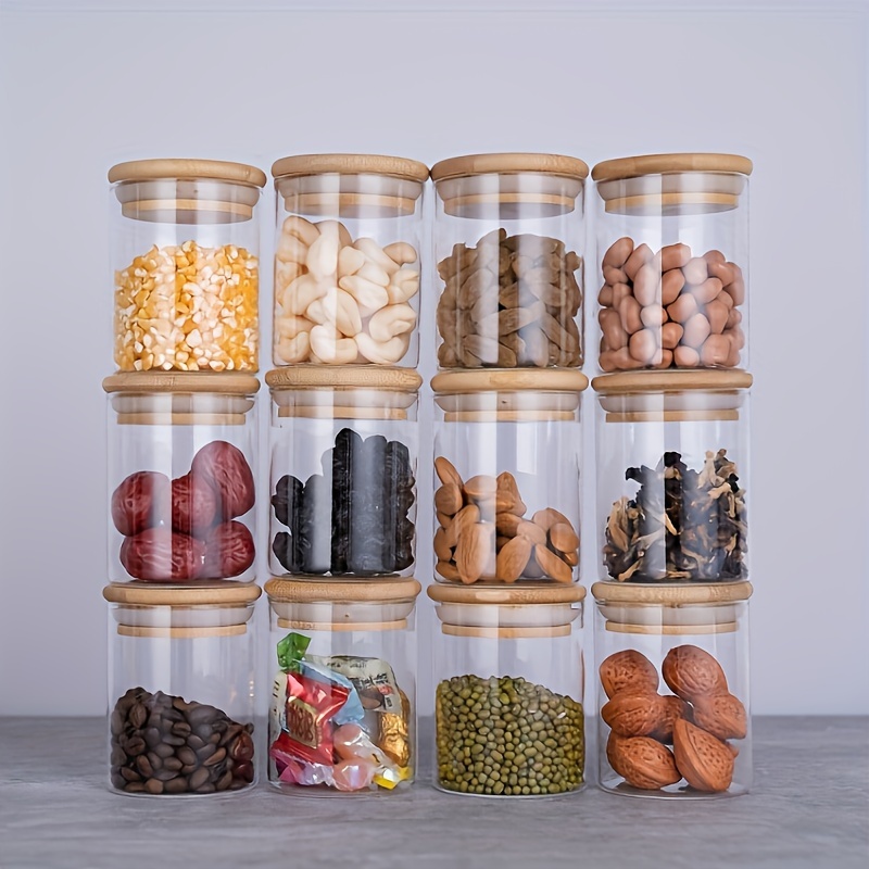 Mason Jar 8Oz - 대나무 뚜껑이 달린 12Pcs 유리 양념
