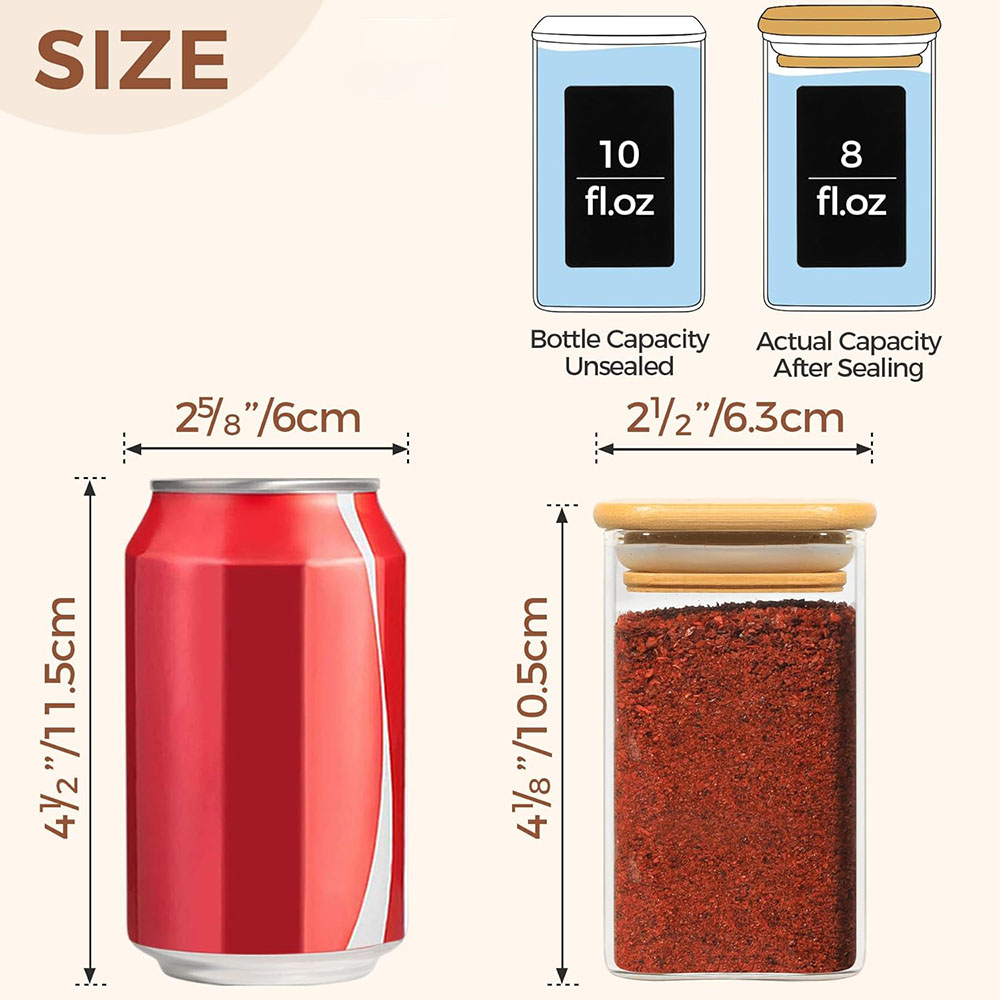 대나무 뚜껑이 있는 유리 양념통, 8온스 밀폐형 사각  - Mason Jar 8Oz 리뷰 및 가격