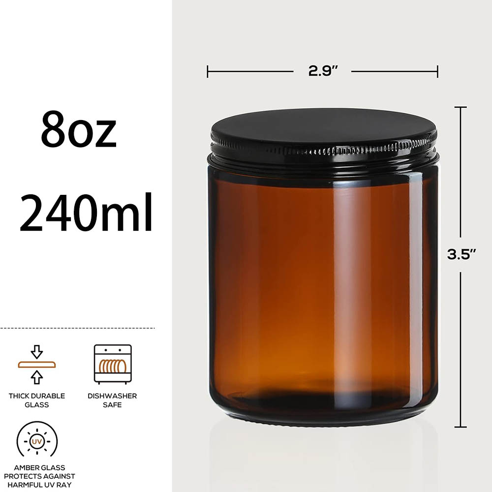 8온스 앰버 유리병(검정색 뚜껑 포함) - 양초 제작, - Mason Jar 8Oz 리뷰 및 가격