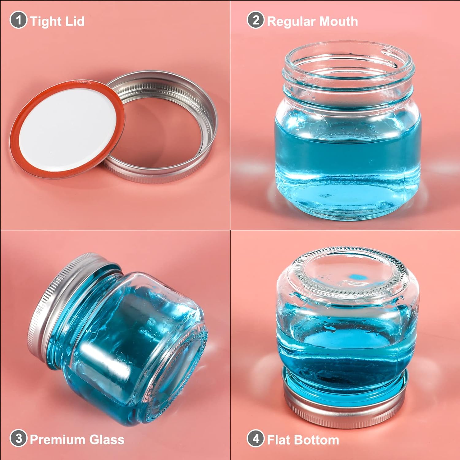메이슨 항아리 뚜껑 및 도장 밴드 포함 정사이즈 입구  - Mason Jar 8Oz 리뷰 및 가격