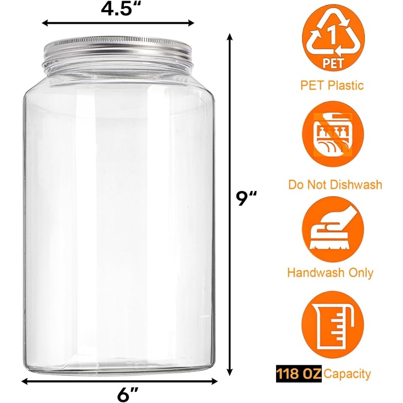 1팩 1갤런 투명 플라스틱 병 - BPA 프리 밀폐식  - Mason Jar 8Oz 리뷰 및 가격