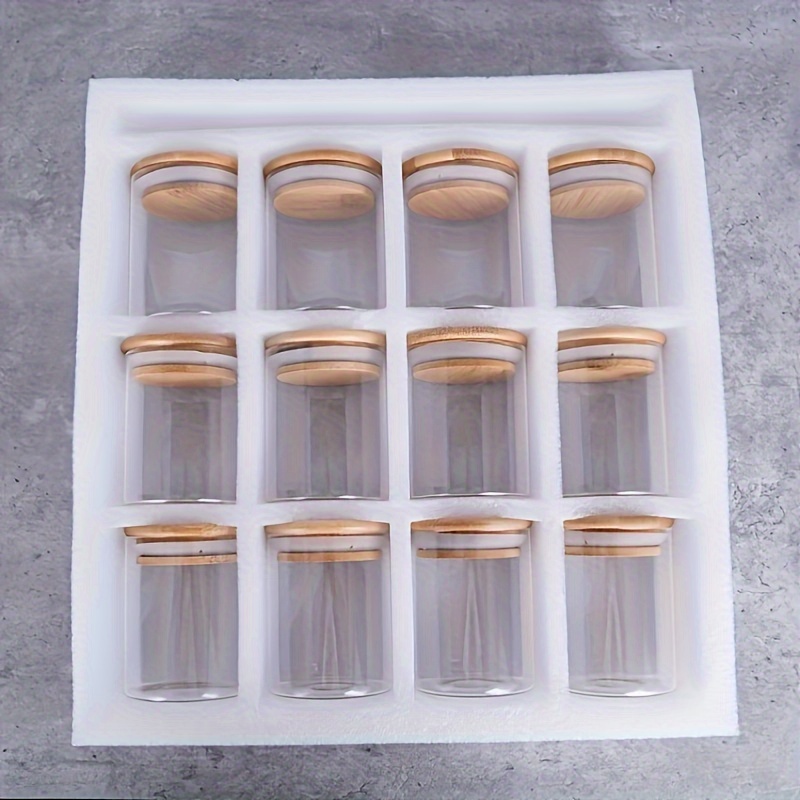 대나무 뚜껑이 달린 12Pcs 유리 양념 항아리, 검은 - Mason Jar 8Oz 리뷰 및 가격